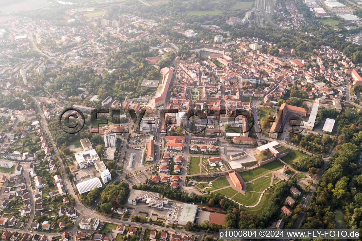 Aerial view of Germersheim in the state Rhineland-Palatinate, Germany