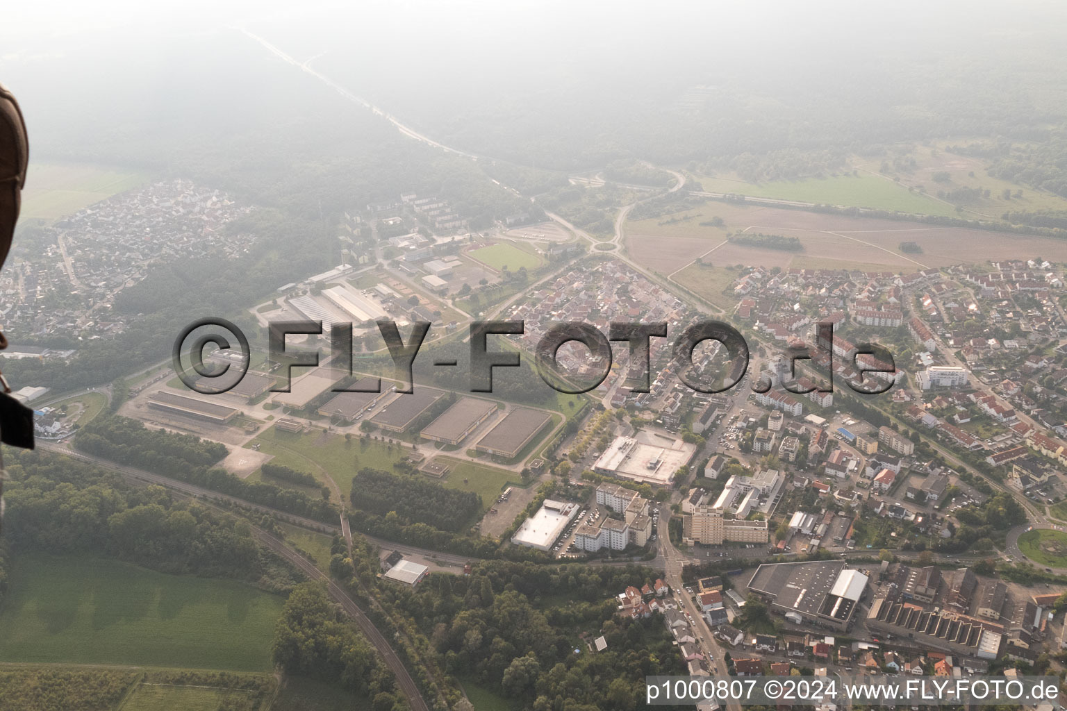 Bird's eye view of Germersheim in the state Rhineland-Palatinate, Germany