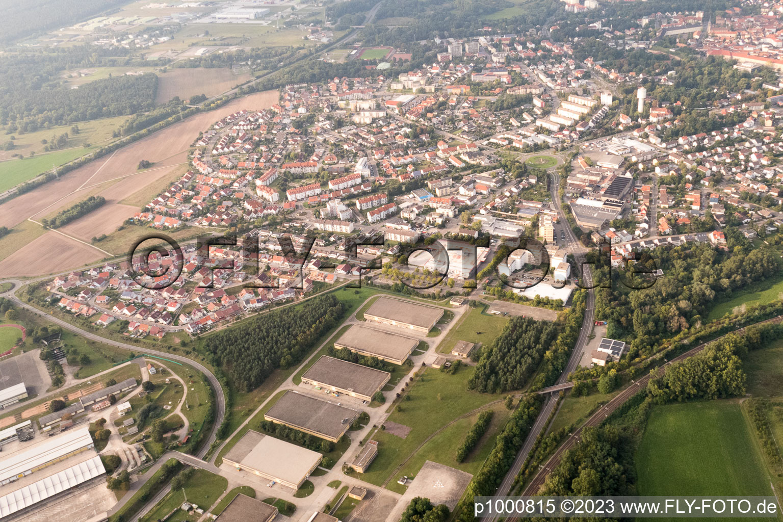 Bird's eye view of Germersheim in the state Rhineland-Palatinate, Germany
