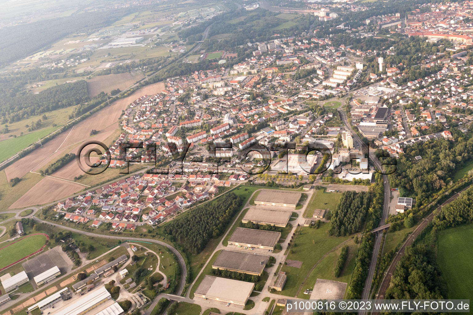 Germersheim in the state Rhineland-Palatinate, Germany viewn from the air