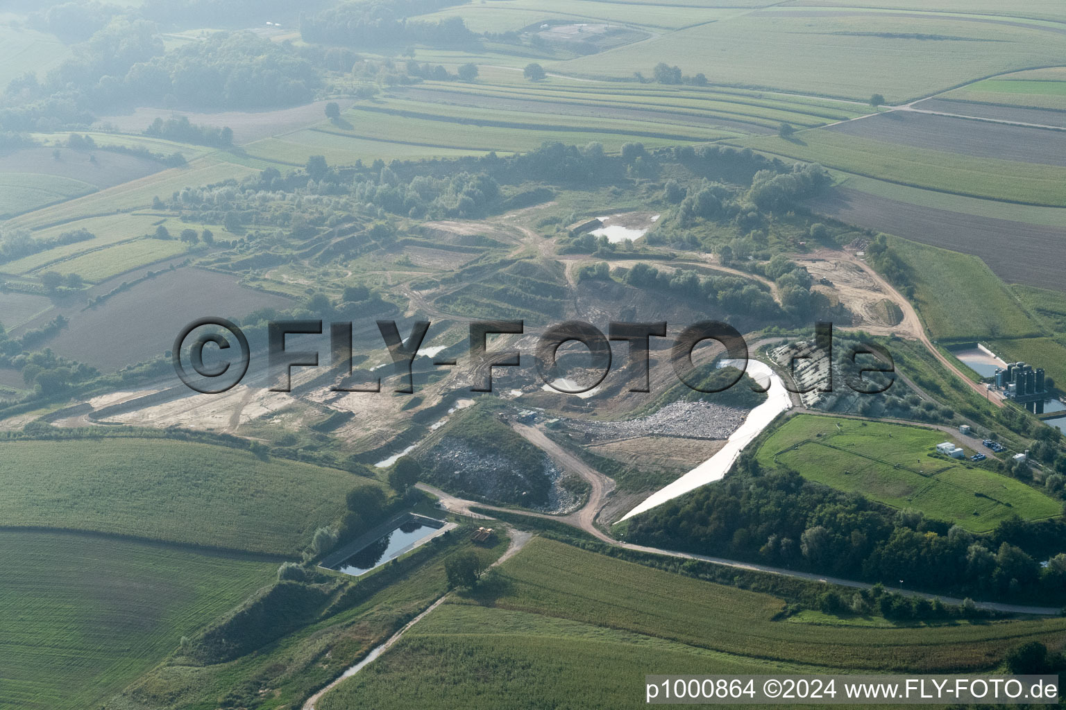 Aerial view of Landfill in Schaffhouse-près-Seltz in the state Bas-Rhin, France