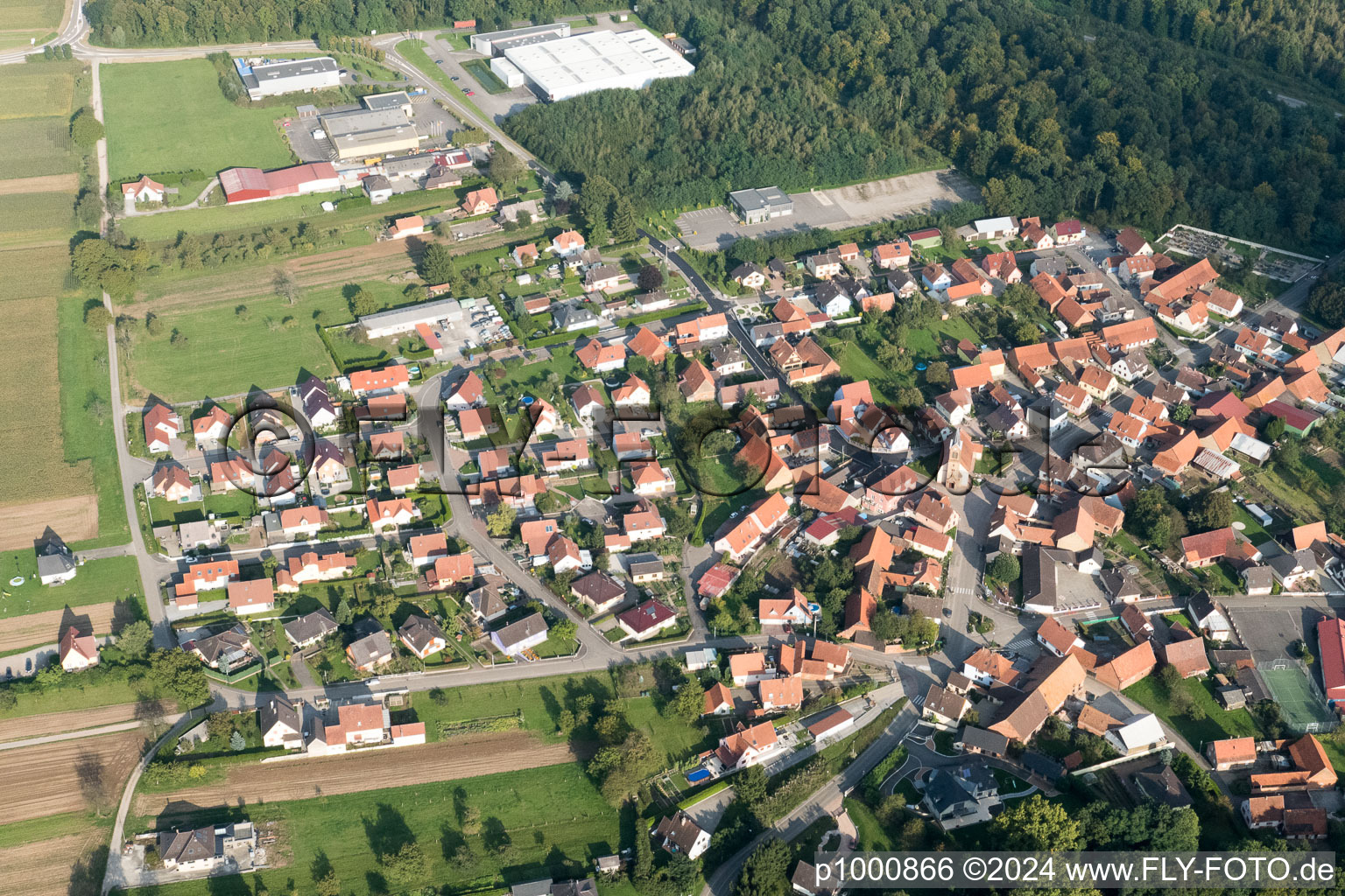 Schaffhouse-près-Seltz in the state Bas-Rhin, France viewn from the air