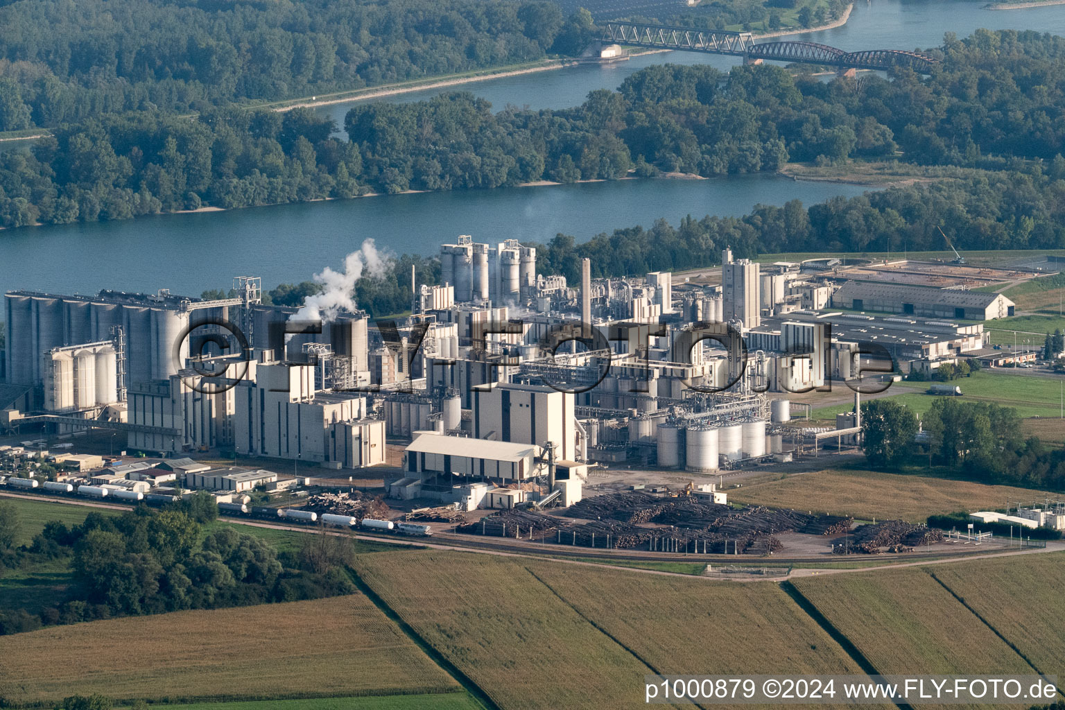 Industry in Beinheim in the state Bas-Rhin, France from the plane