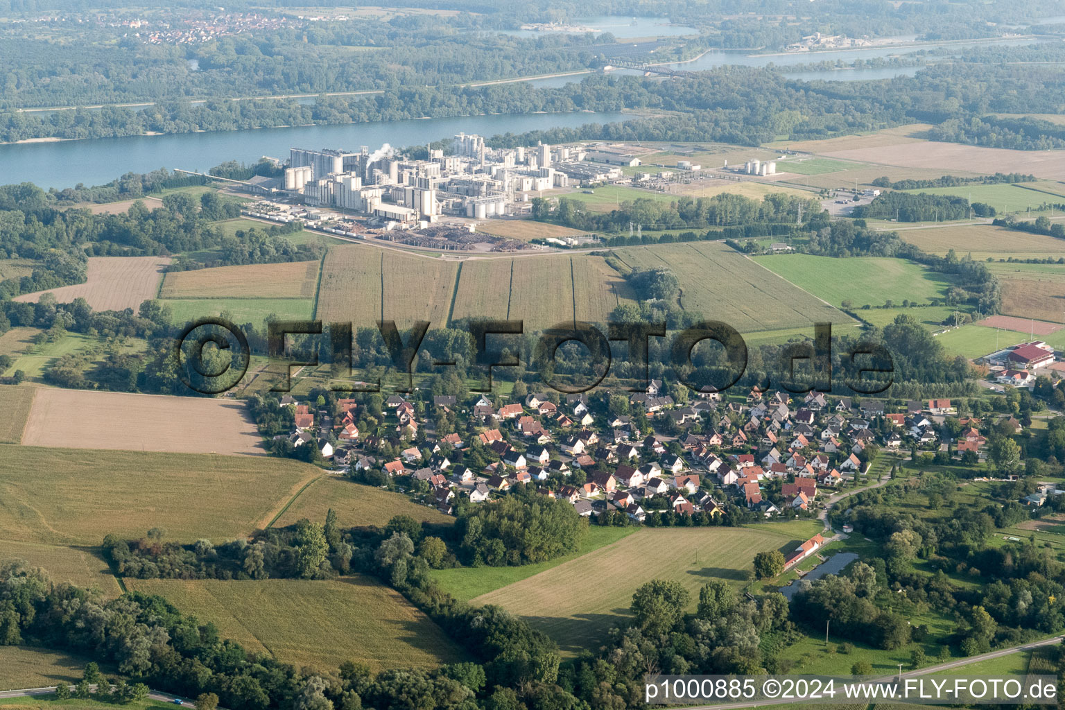 Beinheim in the state Bas-Rhin, France from the plane