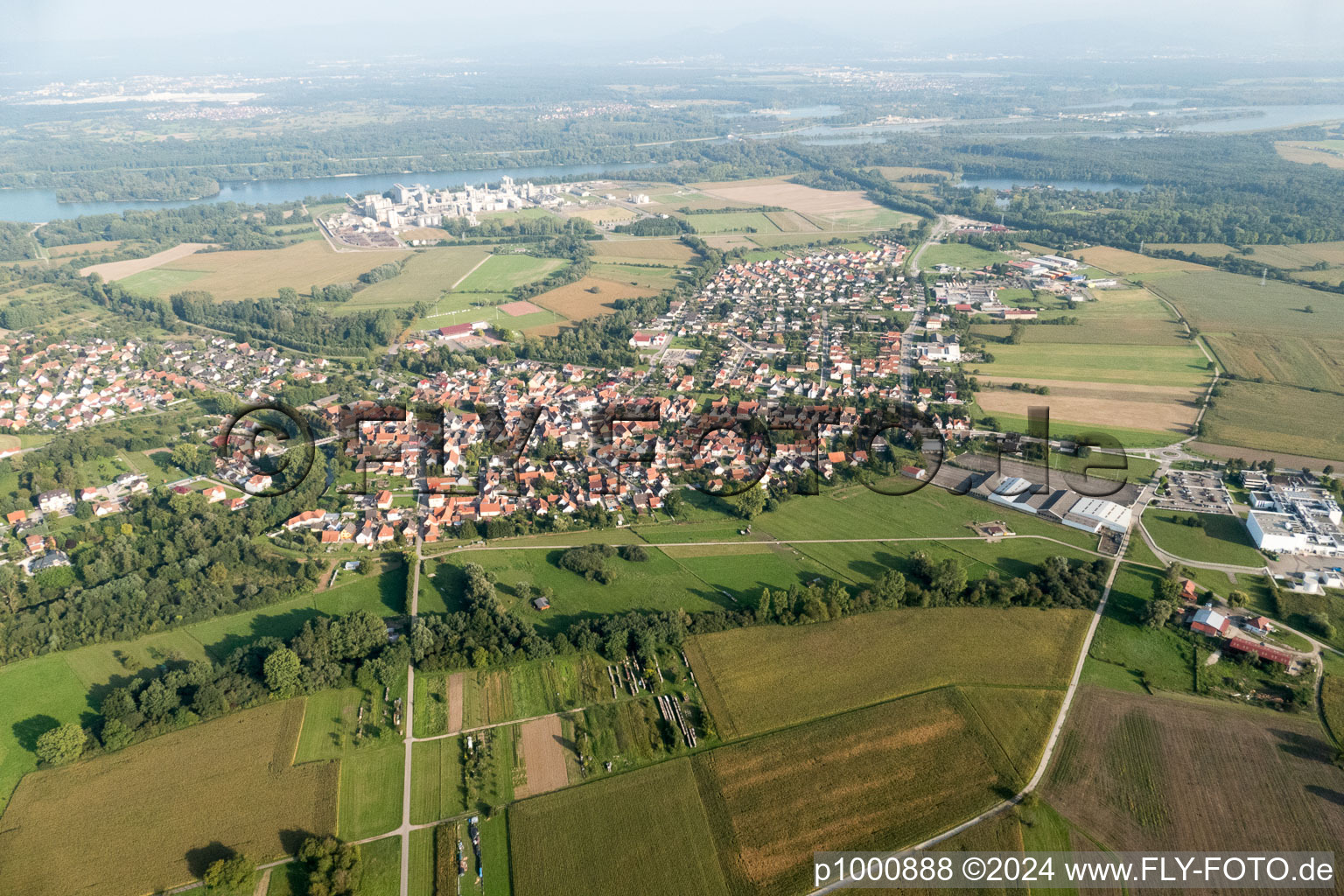 Bird's eye view of Beinheim in the state Bas-Rhin, France