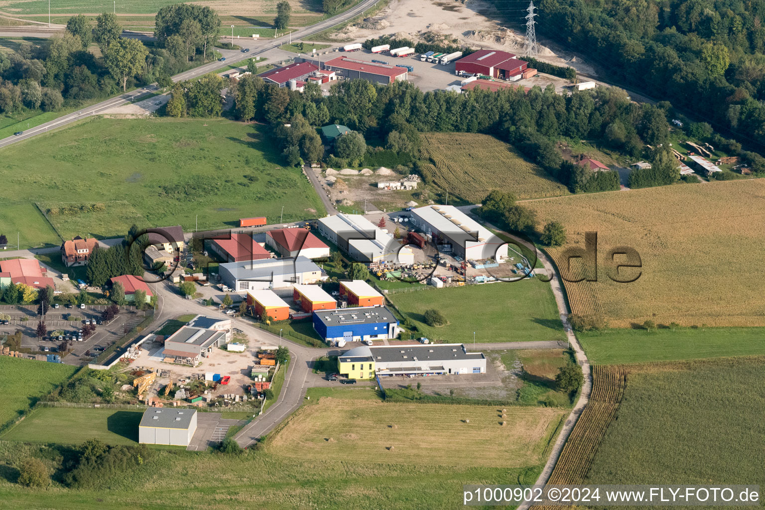 Aerial view of Beinheim in the state Bas-Rhin, France