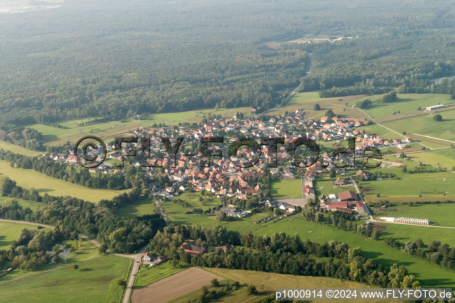 Forstfeld in the state Bas-Rhin, France seen from above