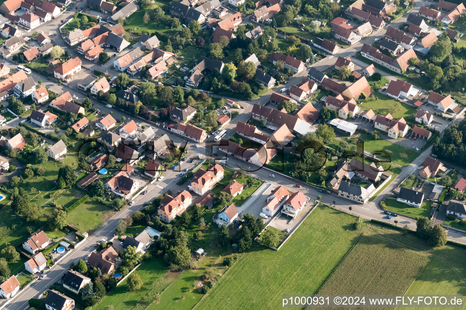 Aerial photograpy of Rountzenheim in the state Bas-Rhin, France