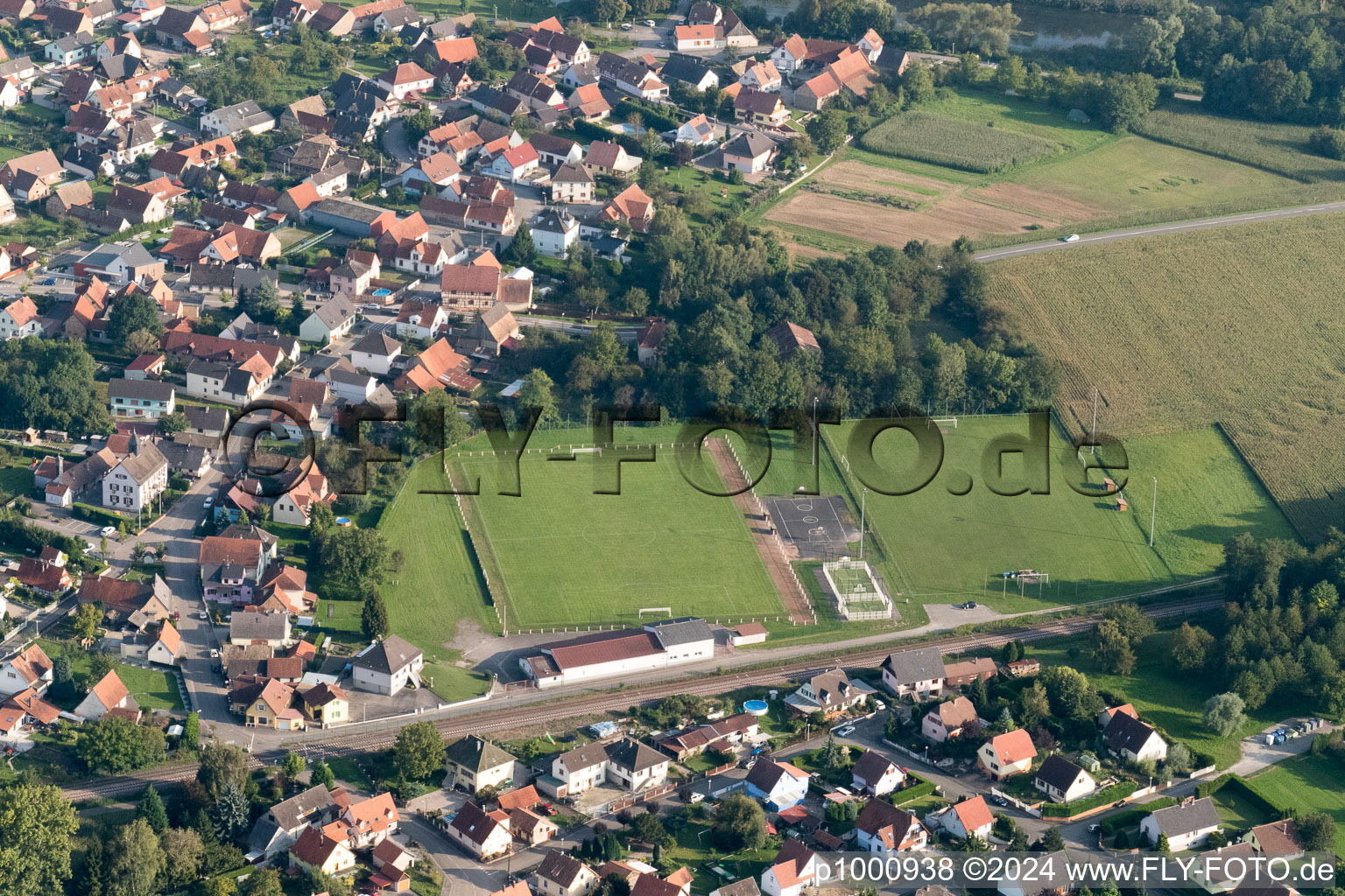 Rountzenheim in the state Bas-Rhin, France seen from above