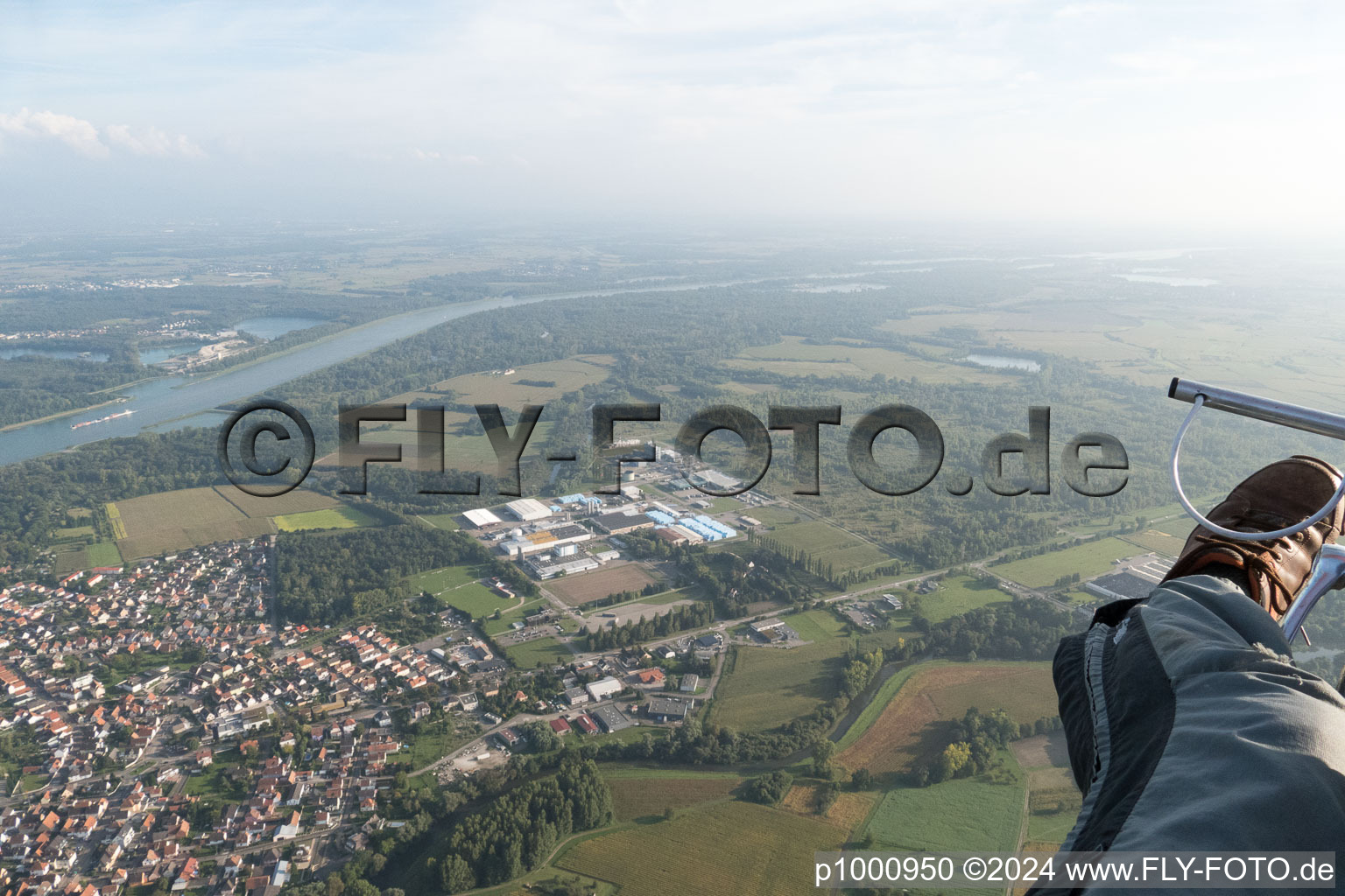 Drusenheim in the state Bas-Rhin, France seen from above