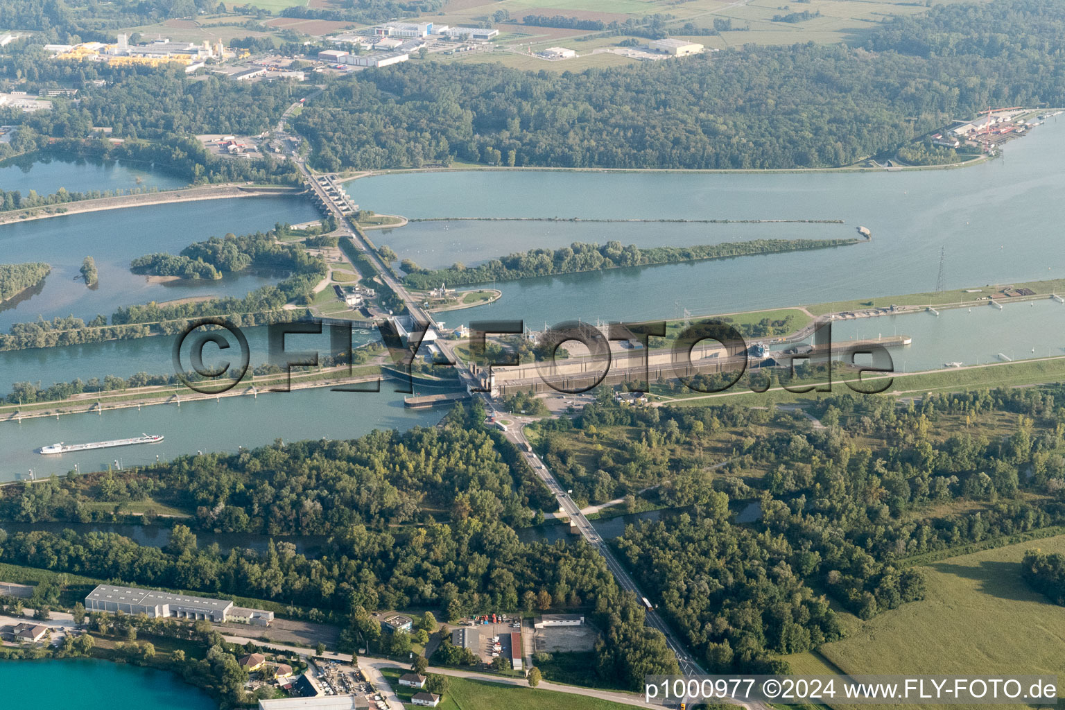 Lock near Freistett in Gambsheim in the state Bas-Rhin, France