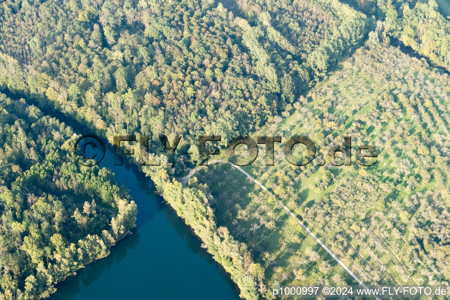 Drone recording of District Diersheim in Rheinau in the state Baden-Wuerttemberg, Germany