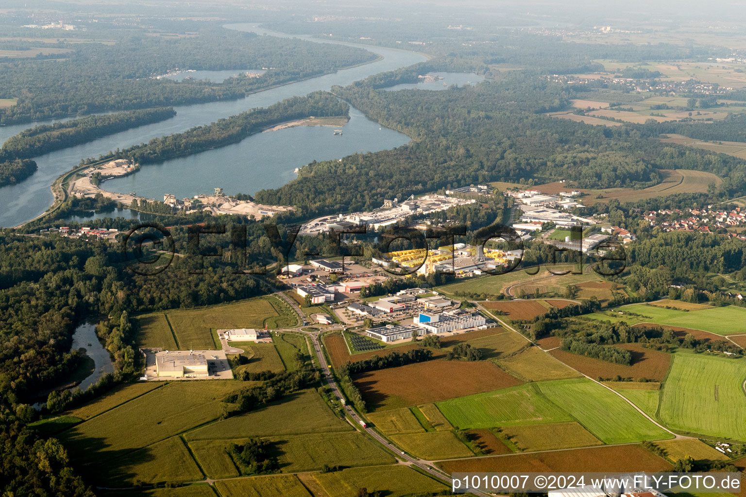 District Freistett in Rheinau in the state Baden-Wuerttemberg, Germany from the drone perspective