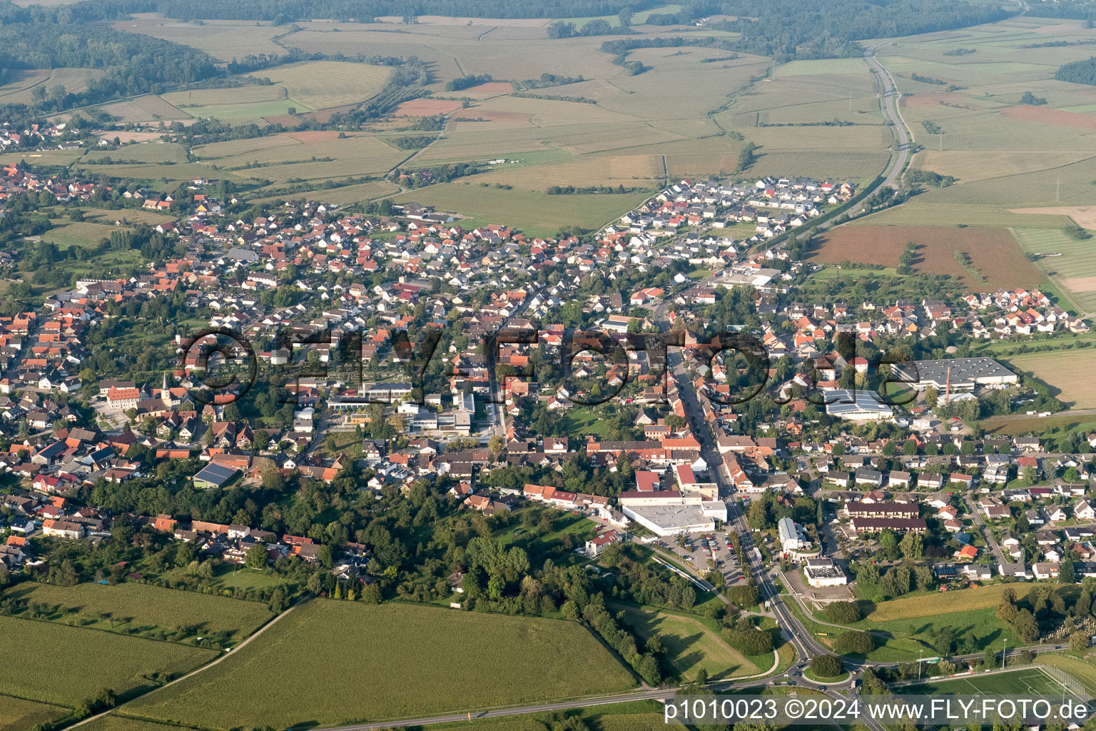 Town View of the streets and houses of the residential areas in the district Freistett in Rheinau in the state Baden-Wurttemberg, Germany