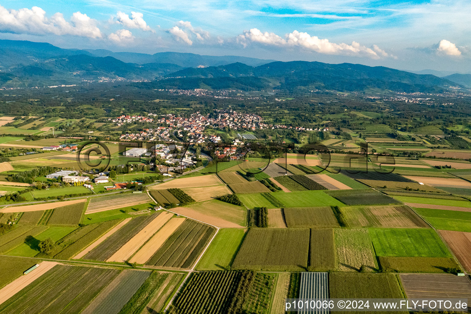 Aerial view of District Önsbach in Achern in the state Baden-Wuerttemberg, Germany