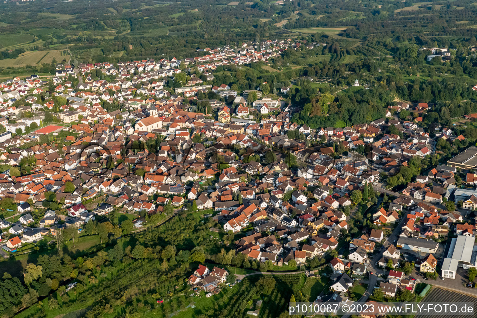 Renchen in the state Baden-Wuerttemberg, Germany from the drone perspective