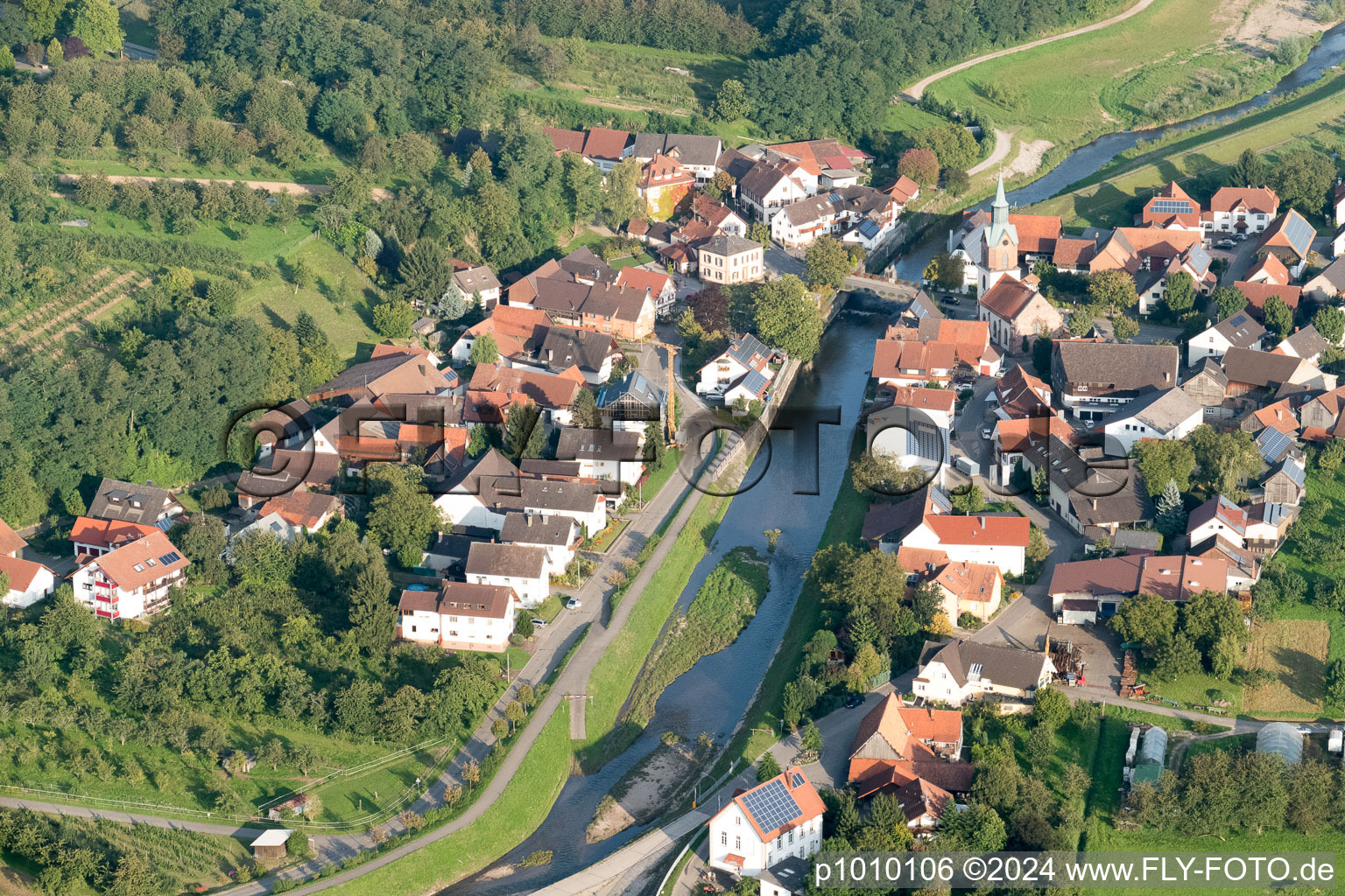 Rench flood canal in the district Erlach in Renchen in the state Baden-Wuerttemberg, Germany