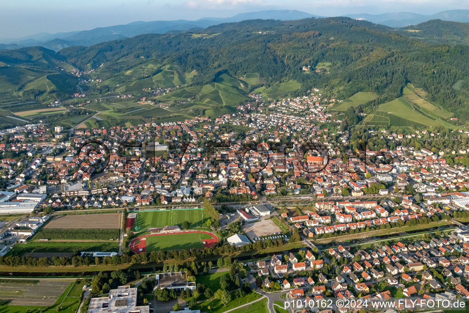 Town View of the streets and houses of the residential areas in Oberkirch in the state Baden-Wurttemberg, Germany