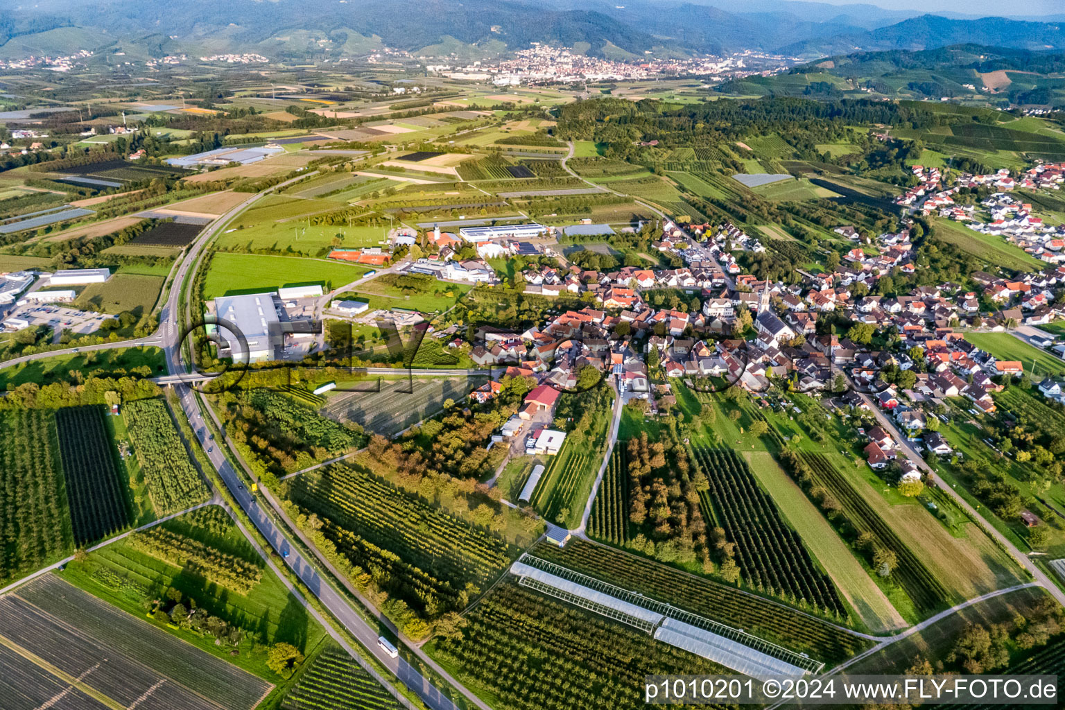 From the west in the district Nußbach in Oberkirch in the state Baden-Wuerttemberg, Germany