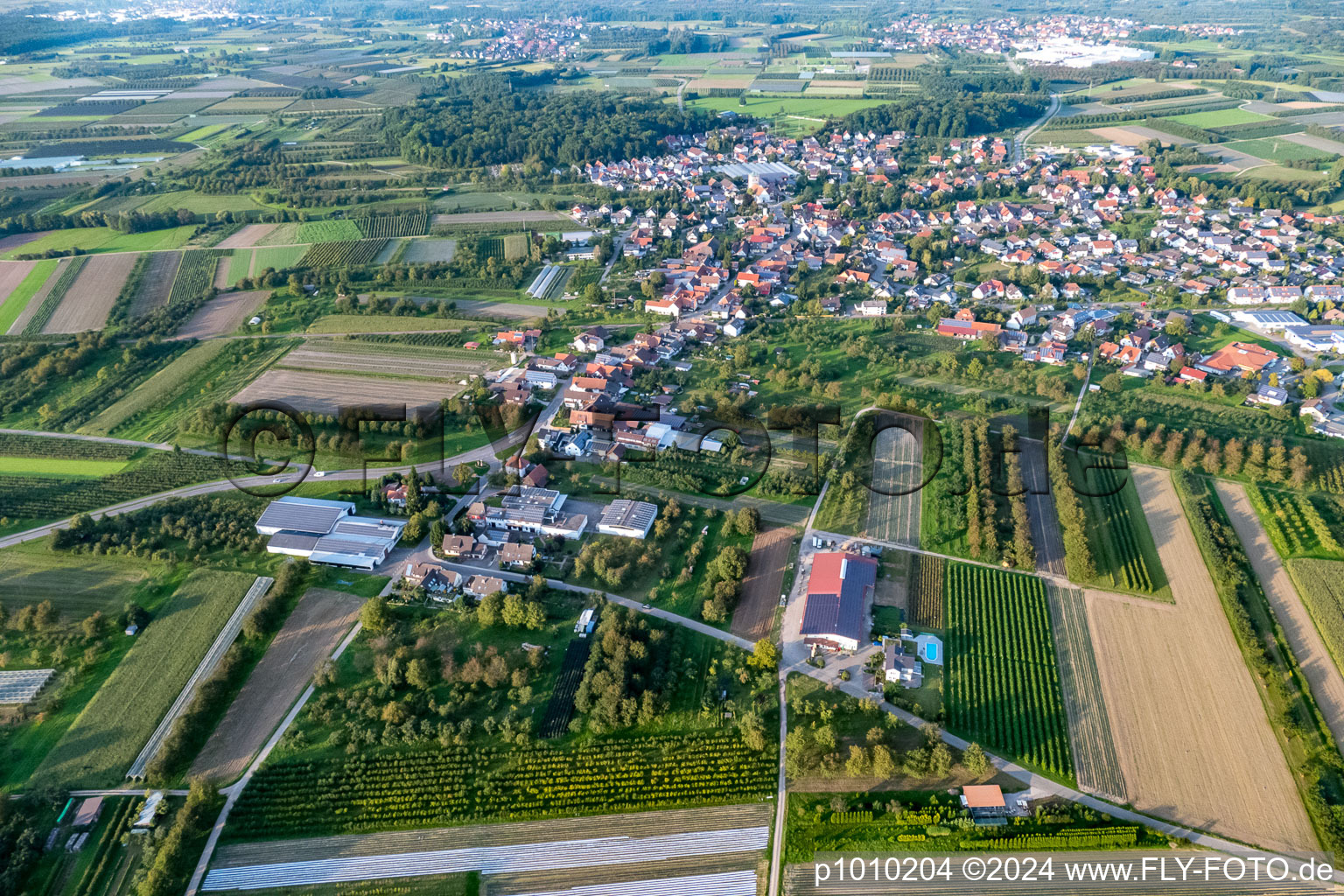 Oblique view of District Zusenhofen in Oberkirch in the state Baden-Wuerttemberg, Germany