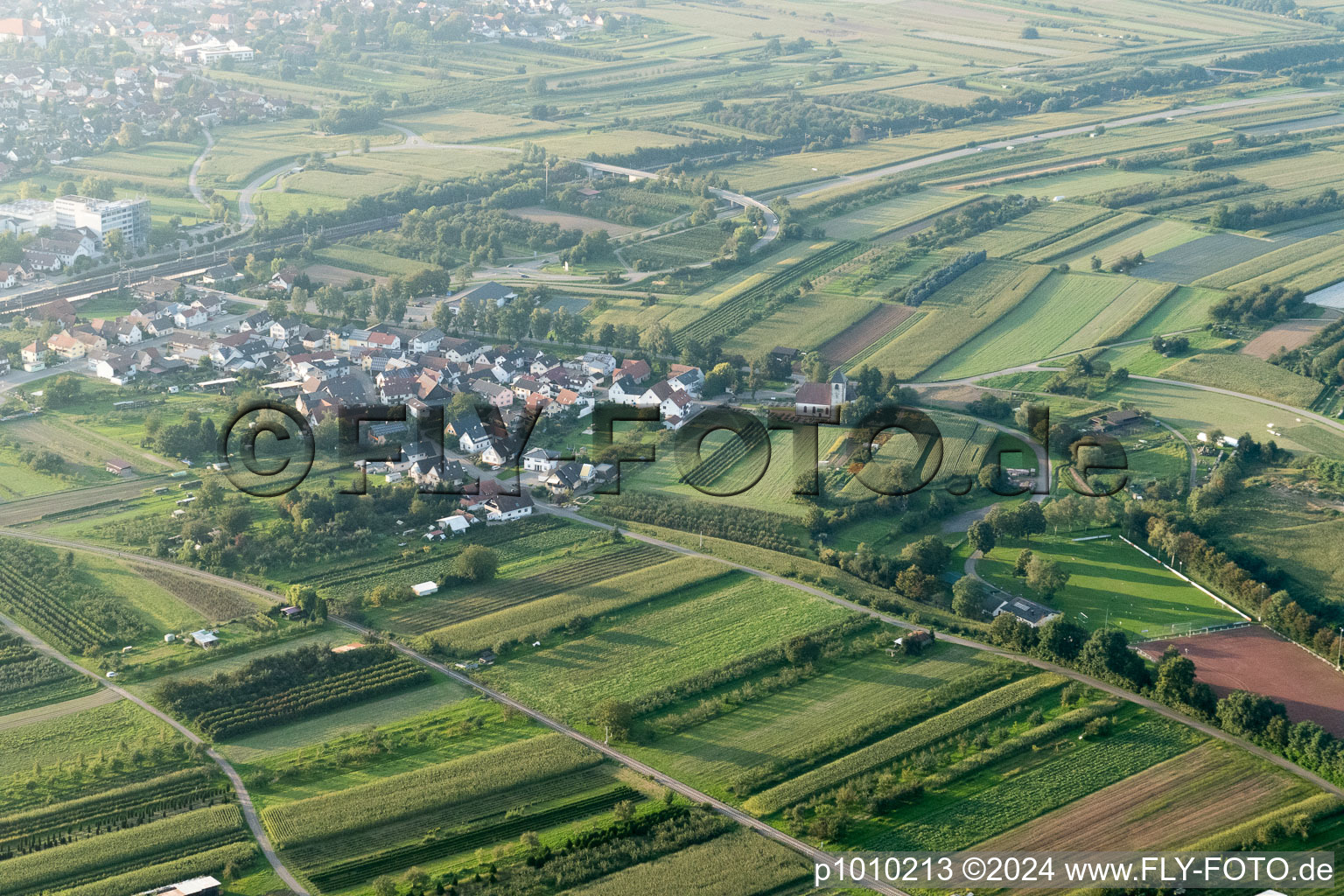 District Urloffen in Appenweier in the state Baden-Wuerttemberg, Germany from the plane