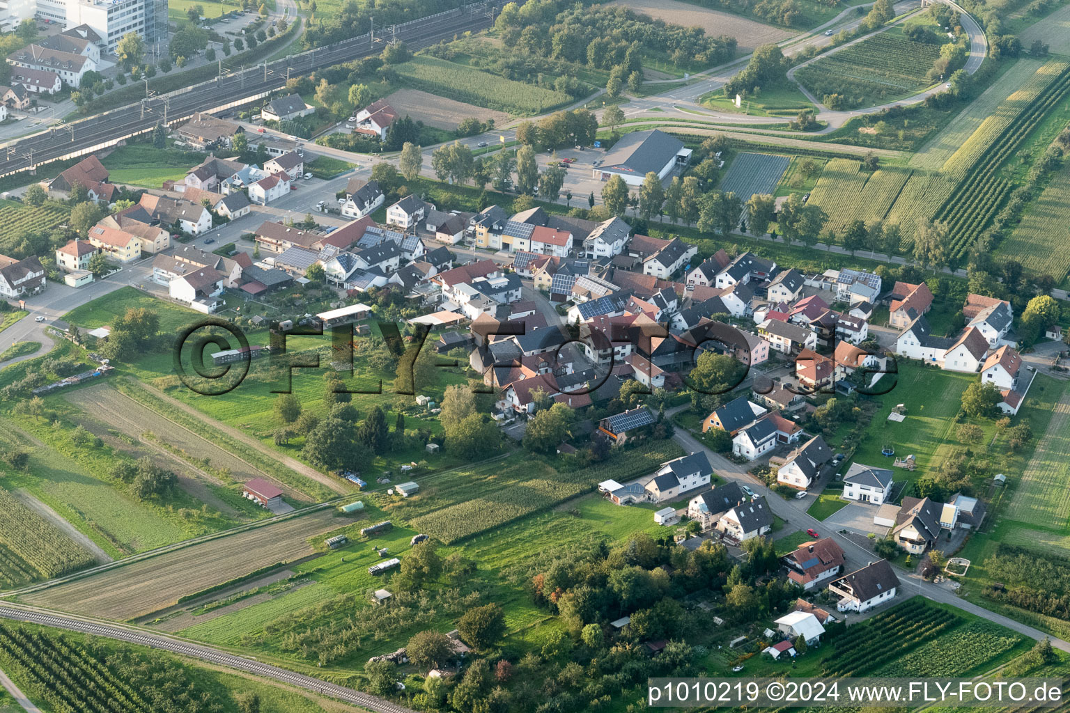 District Urloffen in Appenweier in the state Baden-Wuerttemberg, Germany viewn from the air