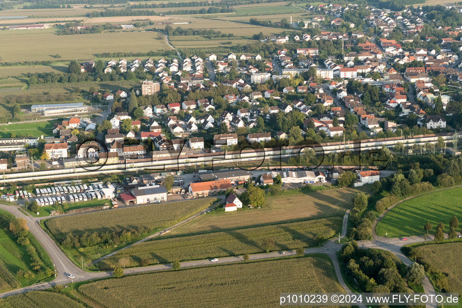 Appenweier in the state Baden-Wuerttemberg, Germany seen from above