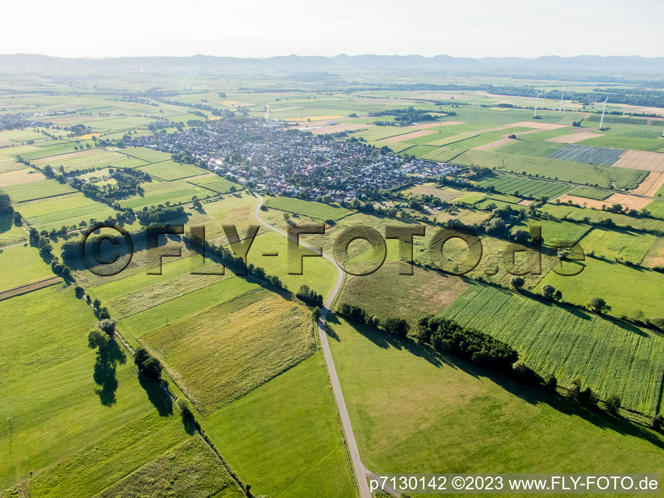 Drone recording of Minfeld in the state Rhineland-Palatinate, Germany