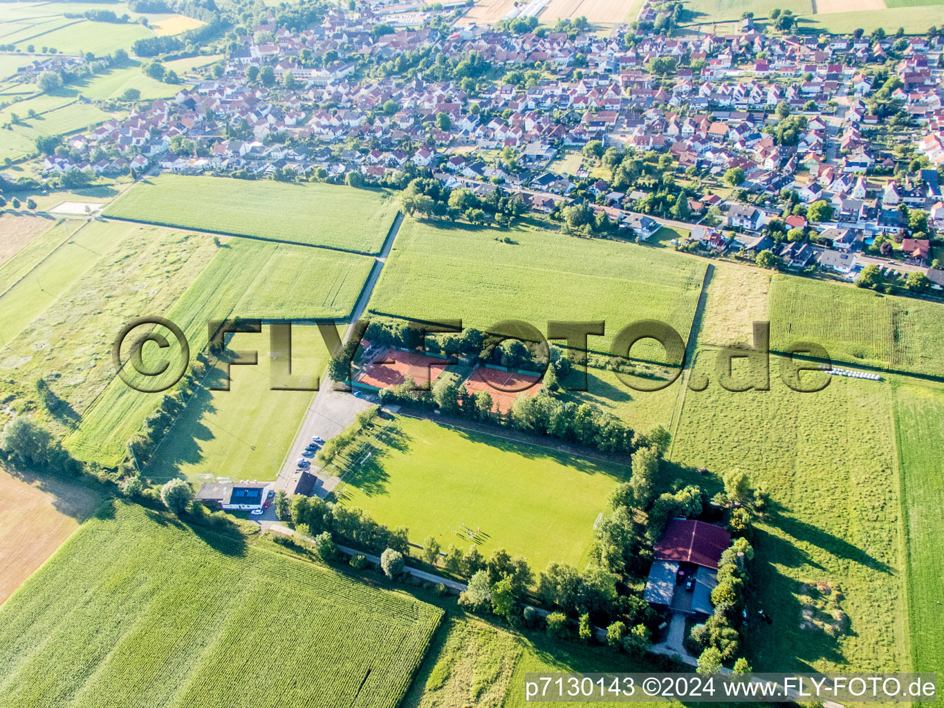 Drone image of Minfeld in the state Rhineland-Palatinate, Germany