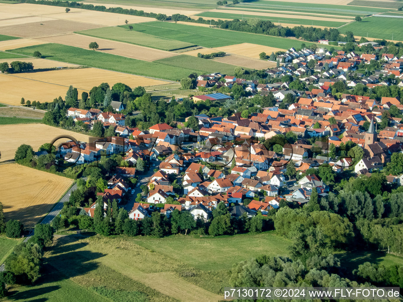 Rohrbach in the state Rhineland-Palatinate, Germany from the plane