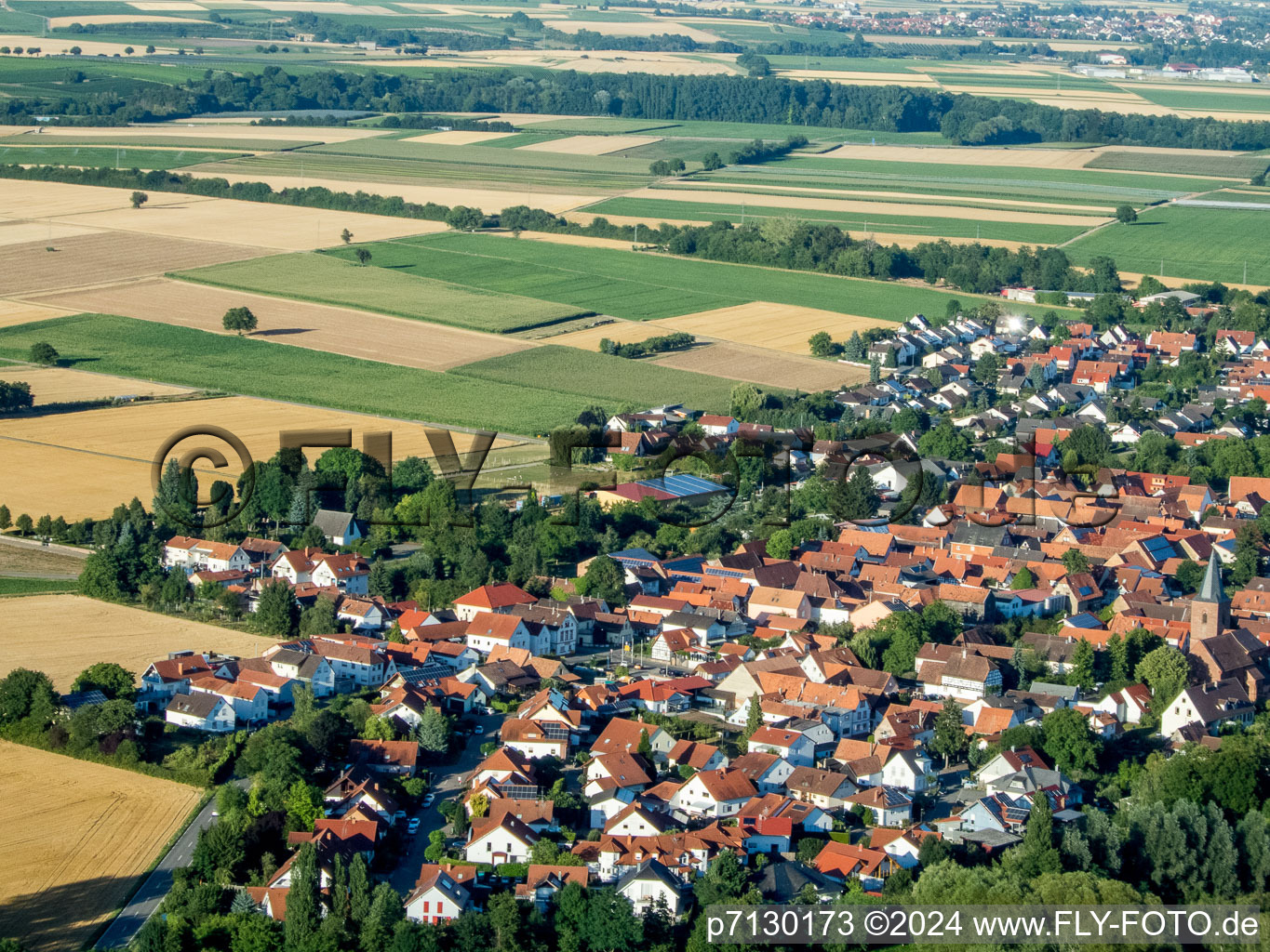 Bird's eye view of Rohrbach in the state Rhineland-Palatinate, Germany