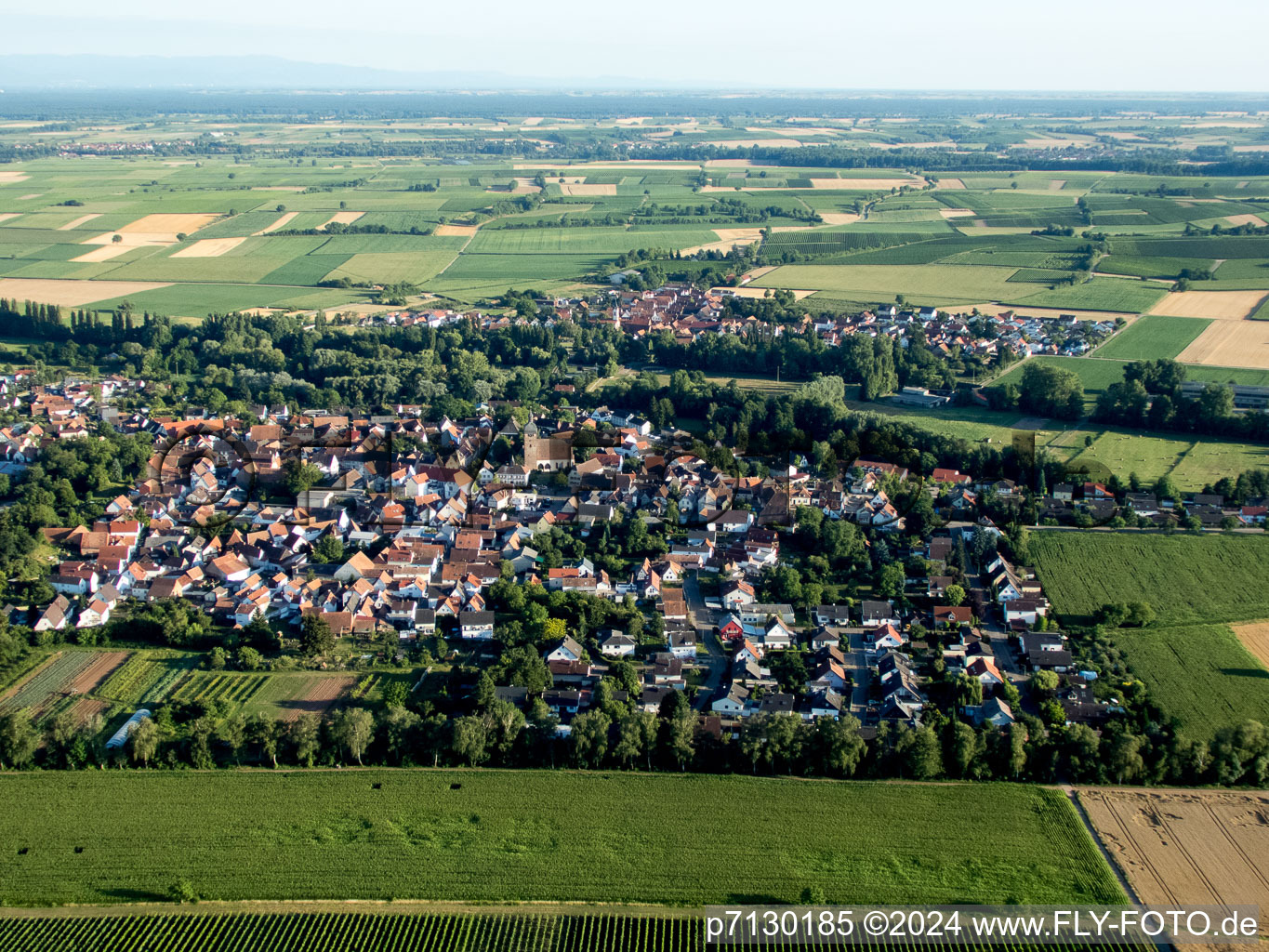 Drone recording of District Billigheim in Billigheim-Ingenheim in the state Rhineland-Palatinate, Germany