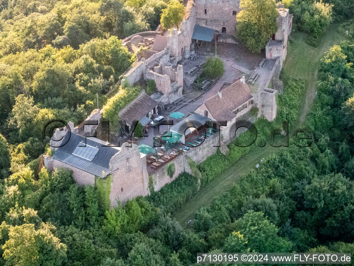 Madenburg in Eschbach in the state Rhineland-Palatinate, Germany from the plane