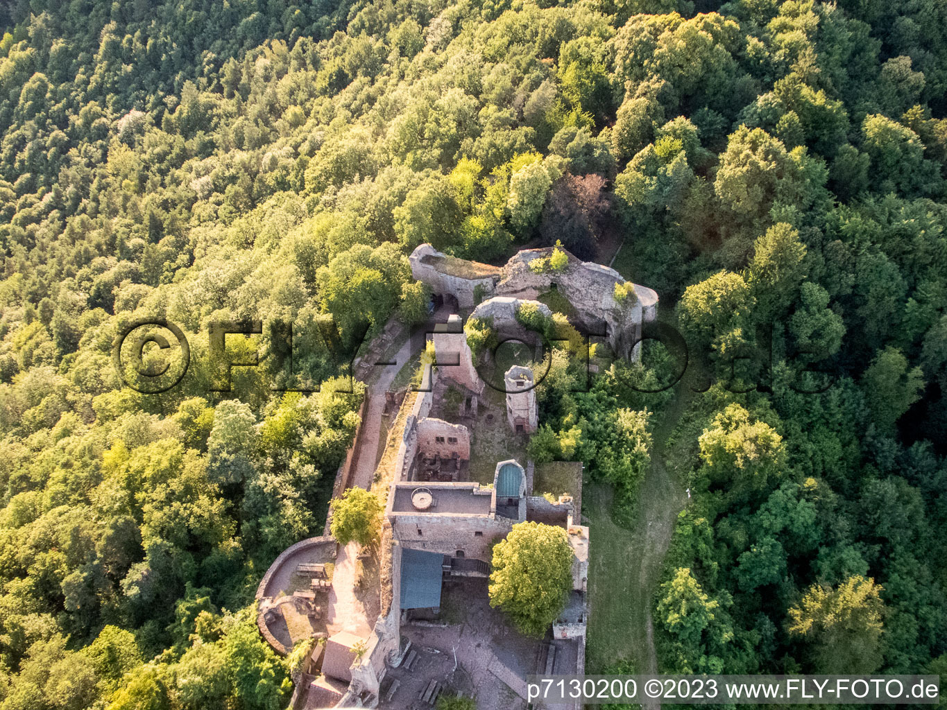 Madenburg in Eschbach in the state Rhineland-Palatinate, Germany viewn from the air