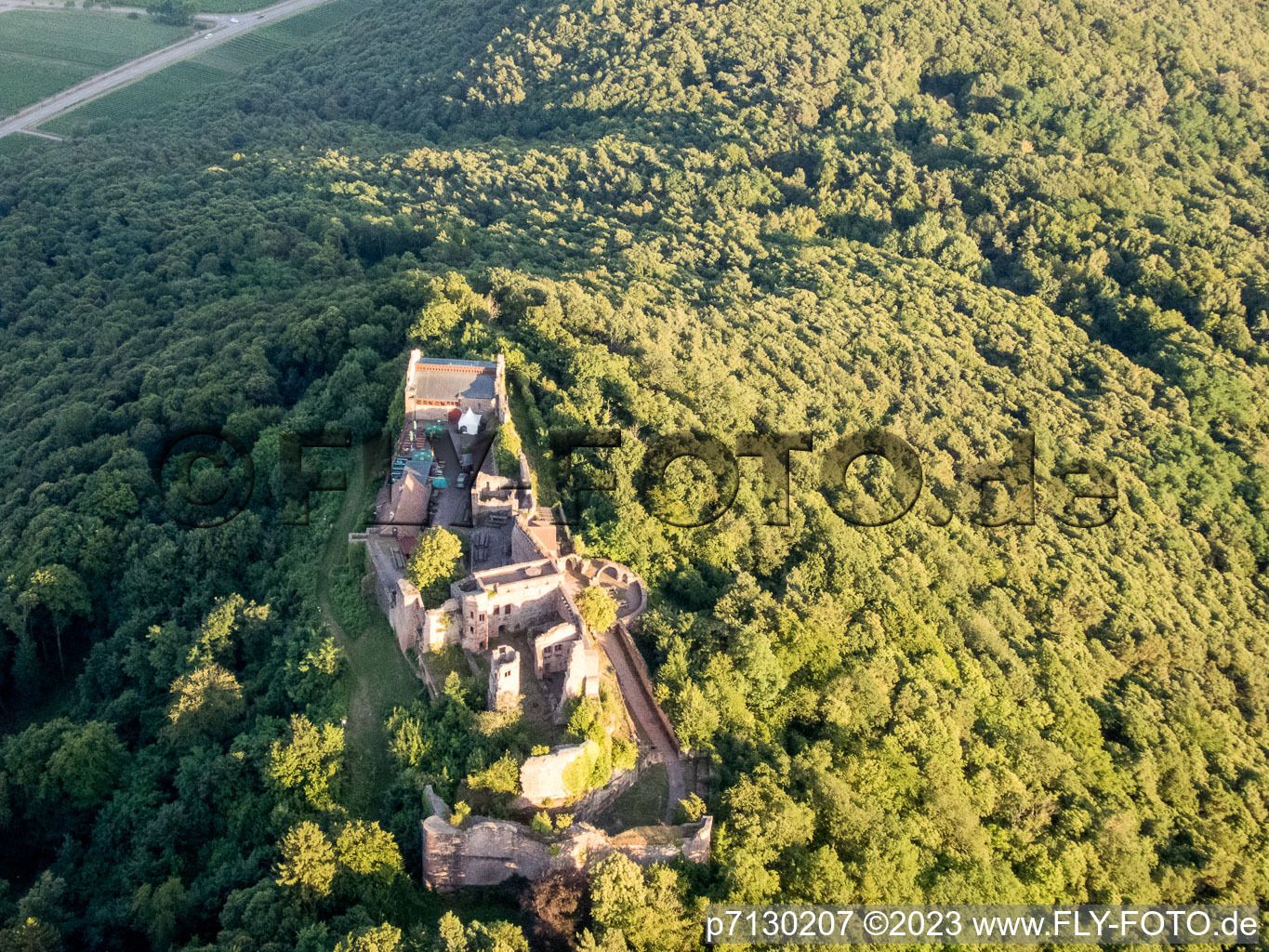 Drone image of Madenburg in Eschbach in the state Rhineland-Palatinate, Germany
