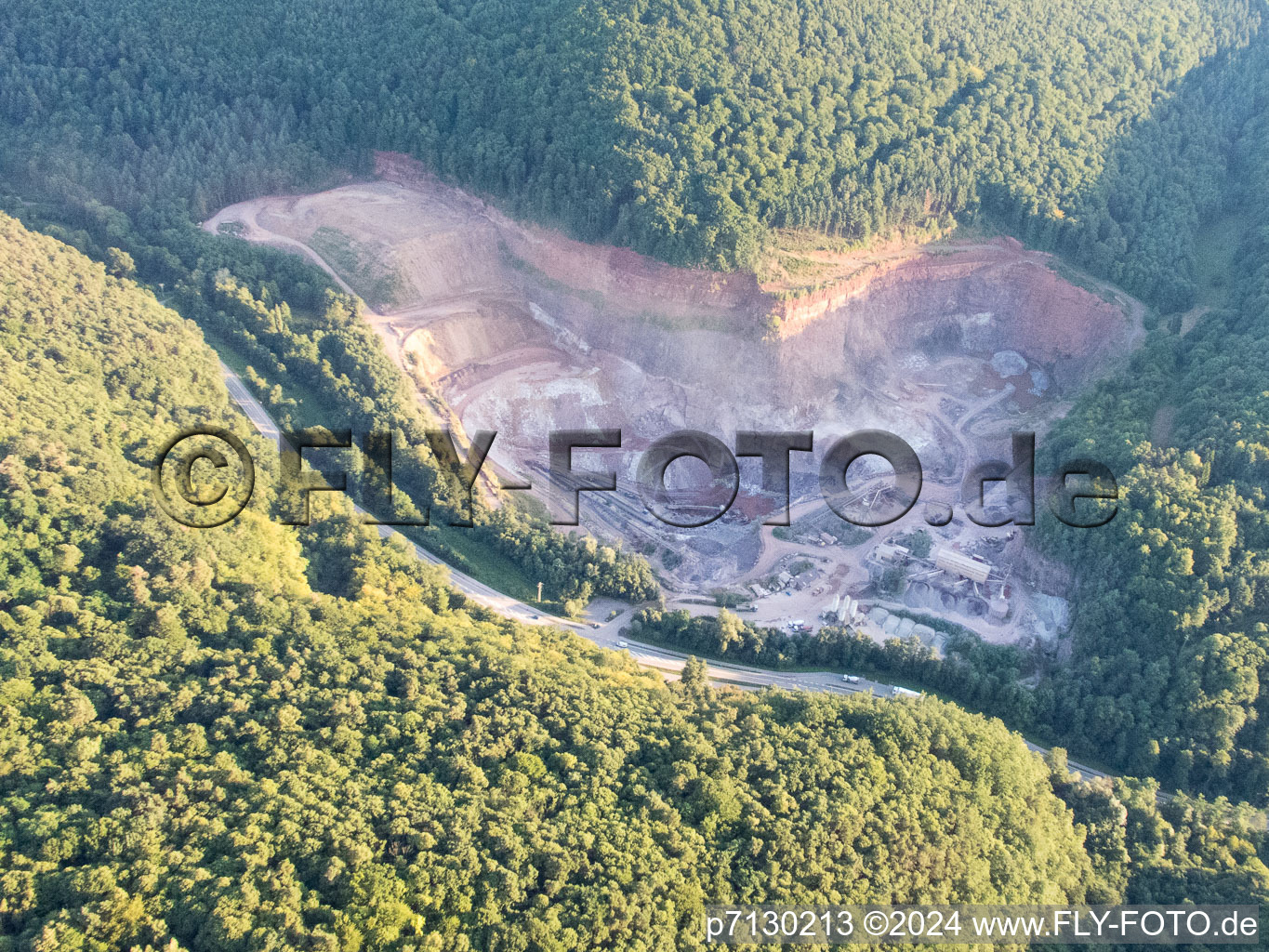 Quarry in Waldhambach in the state Rhineland-Palatinate, Germany from the plane