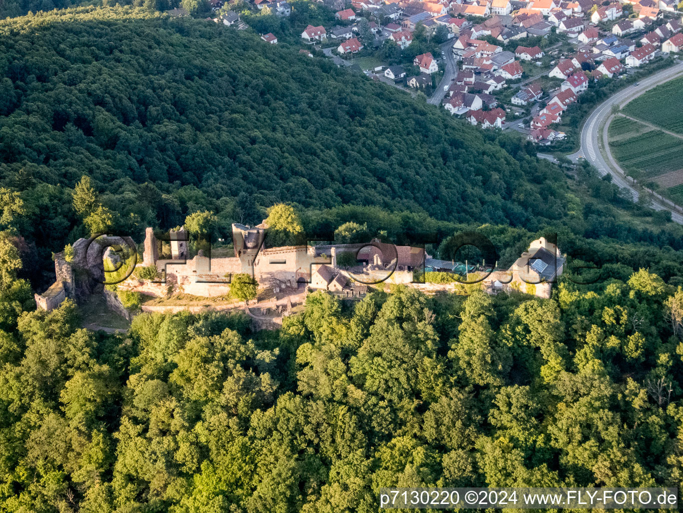 Aerial photograpy of Madenburg in Eschbach in the state Rhineland-Palatinate, Germany