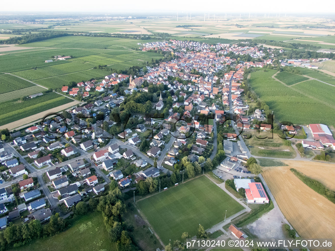 Oblique view of Insheim in the state Rhineland-Palatinate, Germany