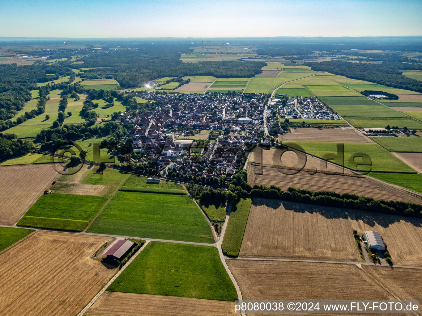 Steinweiler in the state Rhineland-Palatinate, Germany from the plane