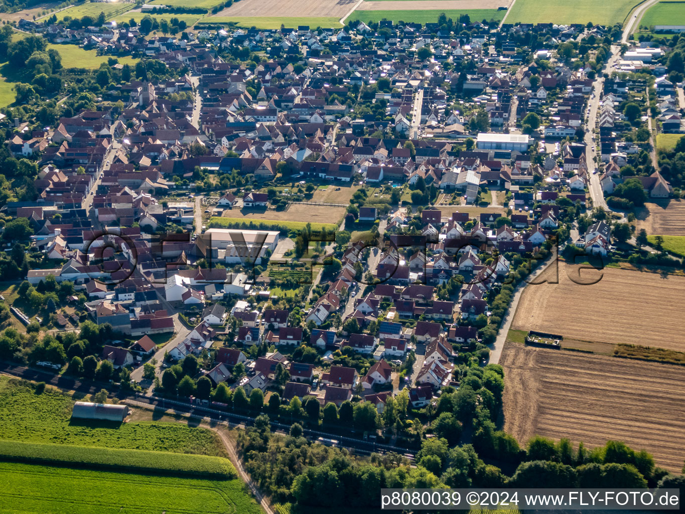 Bird's eye view of Steinweiler in the state Rhineland-Palatinate, Germany