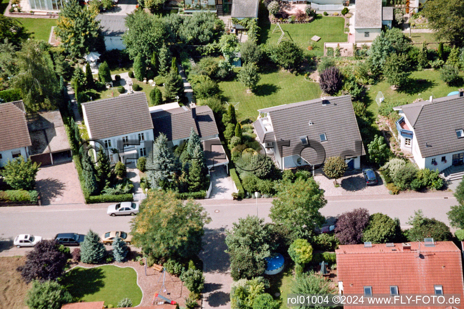 Aerial photograpy of Lessingstr in Steinweiler in the state Rhineland-Palatinate, Germany