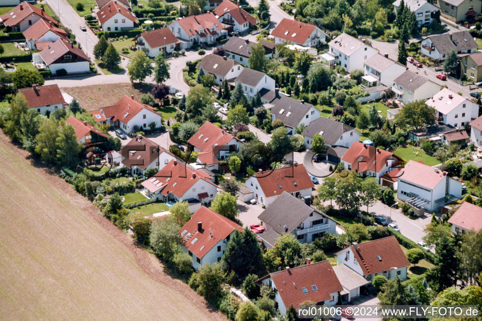 Lessingstr in Steinweiler in the state Rhineland-Palatinate, Germany from above