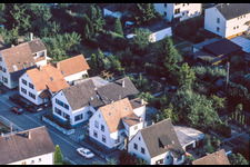 Aerial view of Garden City Waldstraße from the balloon in Kandel in the state Rhineland-Palatinate, Germany