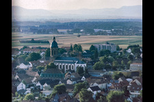 St. George's Church from the balloon in Kandel in the state Rhineland-Palatinate, Germany