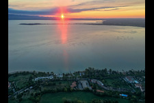 Sunrise at Barche Bellandi on Lake Garda in Desenzano del Garda in the state Brescia, Italy