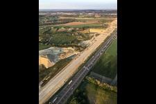 Aerial view of Tunnel construction site along the A4 in the district Bornade di Sotto in Desenzano del Garda in the state Brescia, Italy