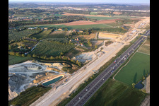 Aerial photograpy of Tunnel construction site along the A4 in the district Bornade di Sotto in Desenzano del Garda in the state Brescia, Italy