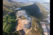 Aerial photograpy of Buco Del Frate in Paitone in the state Brescia, Italy