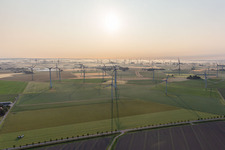 Wind turbine windmills on a field in Norddeich in the state Schleswig-Holstein, Germany