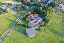 Turnable Solar power plant and photovoltaic systems on a roof in Suederdeich in the state Schleswig-Holstein, Germany